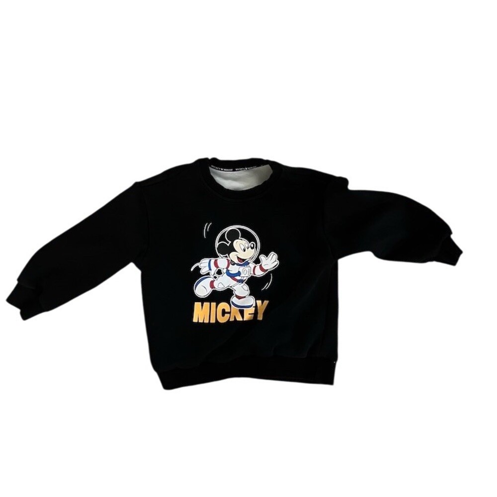 Disney Mickey Mouse Astronaut Crewneck Sweatshirt Boys Size 7 Black